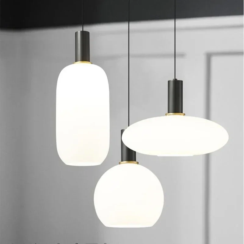 

Modern LED Milky White Glass Pendant Lamp Bedside Light for Living Dining Room Bedroom Restaurant Home Decor Hanging Lamp