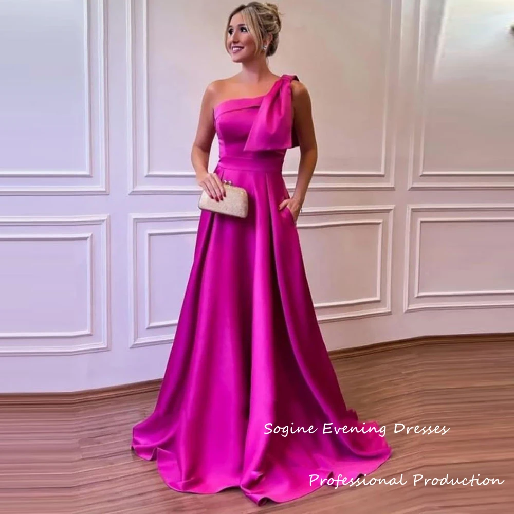 

One-Shoulder Evening Dresses For Sexy Women Satin Customized Vestidos De Gala With Pocket Mermaid Long Cocktail Party Gowns