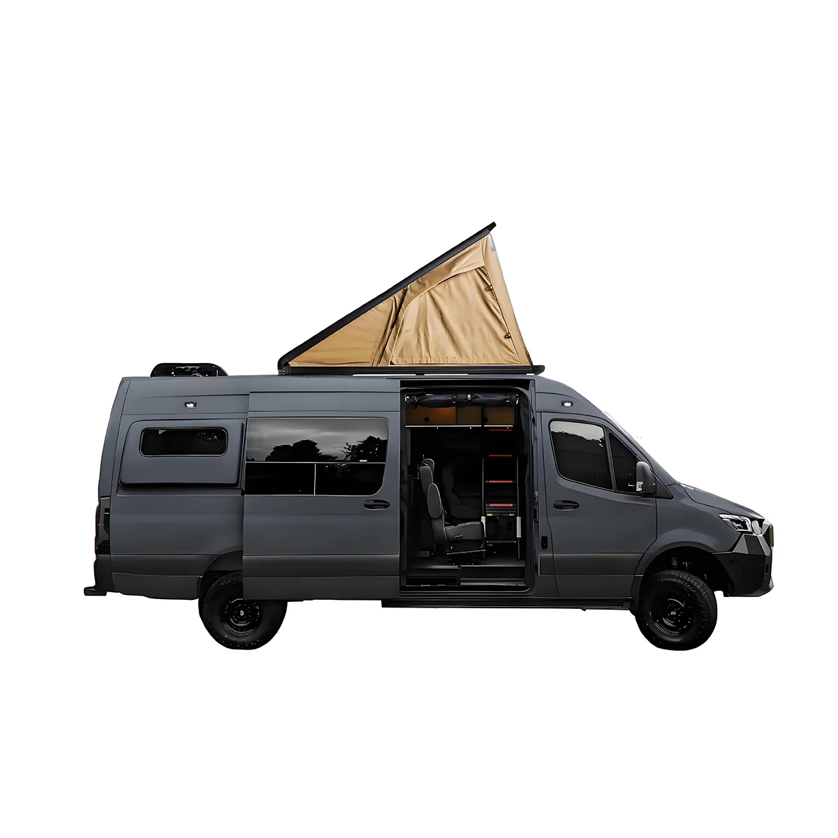 Heavy Duty 2P Aluminum Clam Shell Triangle Roof Tent  Four Season Double Layer, 320g Polyester Straight Bracing