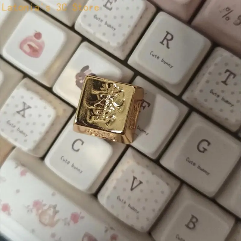 Luxuriöse Tastaturtaste aus goldfarbenem Messing, verziert mit chinesischen Schriftzeichen X3UB – Detail 9