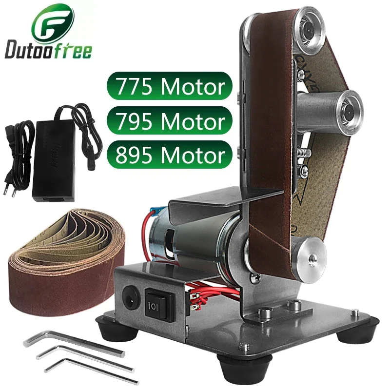 

110V/220V Mini Electric Belt Sander Set DIY Polishing Grinding Machine Cutter Edges Sharpener Electric Belt Machine Power Tool