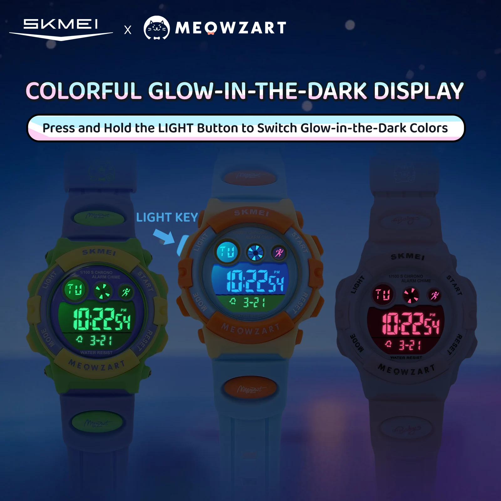 SKMEI Children's Wtatch 5Bar Waterproof Kids Wristwatch For Boys Girls Luminous Display Sport Electronic Wtatch Relogio Infantil