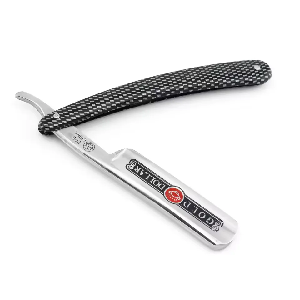Gold Dollar 208 Professional Straight Edge Barber Razor, Shavette Open Razor Stainless Steel Blade Shave Ready Salon