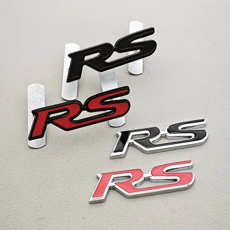 3D Metal Car Styling RS Logo Rear Fender Trunk Badge Front Grille Emblem Sticker For FIT Jazz Civic HRV Jade Auto Acceessories