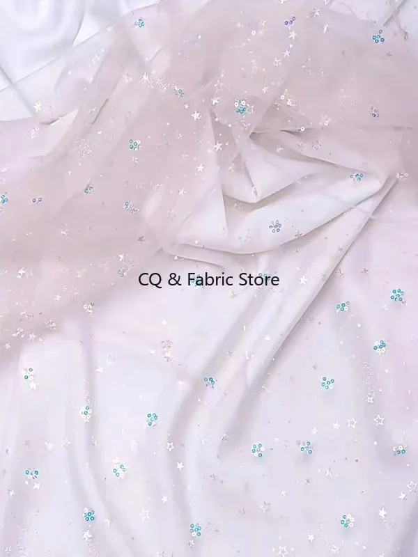 2 yard Lolita Abbigliamento per bambini Tessuto di pizzo ricamato fai-da-te Tessuto di design con perline a rete di fiori fantasia