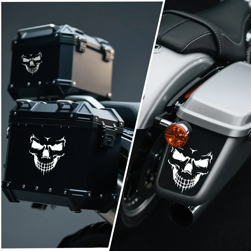 2 шт./компл. многоцветная светоотражающая наклейка с черепом, уникальный автоаксессуар для персонализации мотоцикла