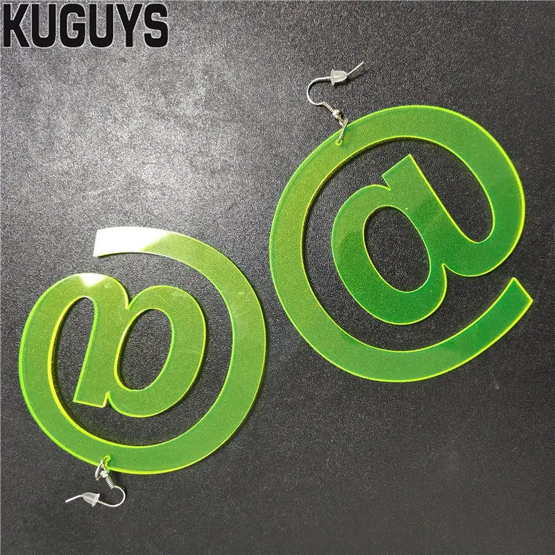 Big Dangle Drop Earrings for Women Girls Neon Green Hot Pink Round Fashion @ Jewelry Acrylic HipHop Dancer DJ DS Accessories