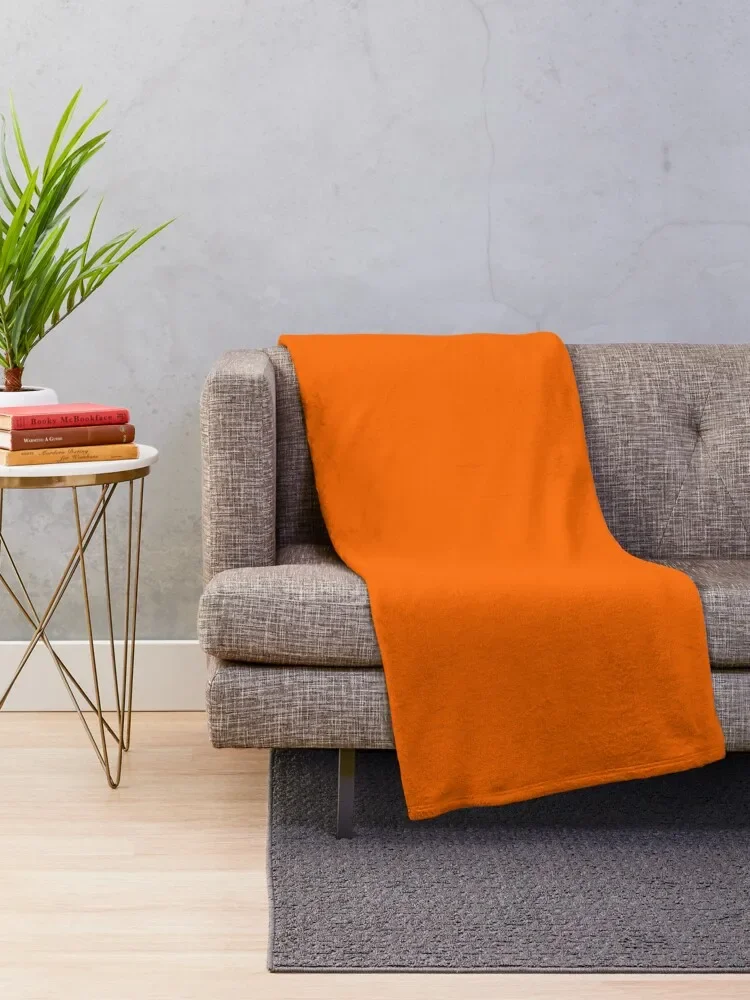 (BLANK) Hunter ORANGE Safety Blaze (hex #FF6700) Throw Blanket Thins Sofa Blankets