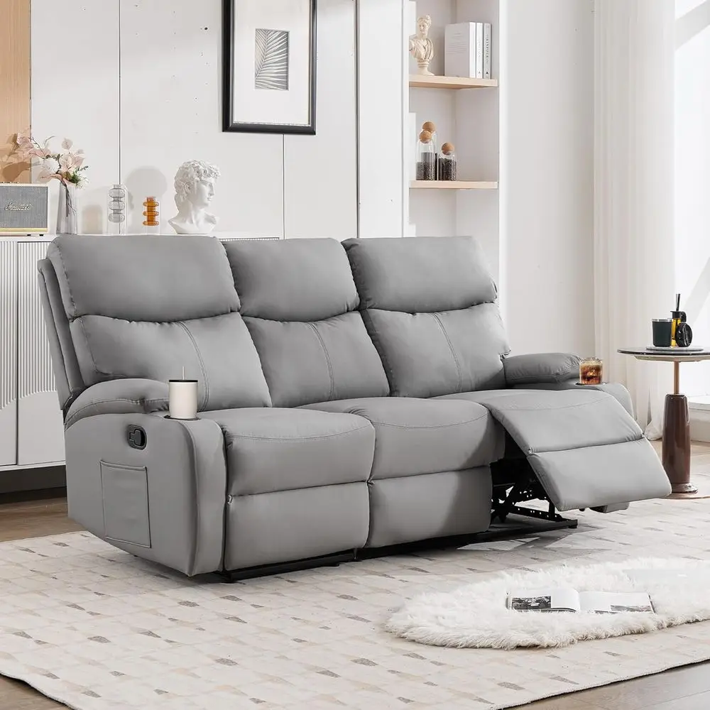 Anti-Scratch 3 Seater Grey Sofa Set for Living Room, RV, and Home Theater