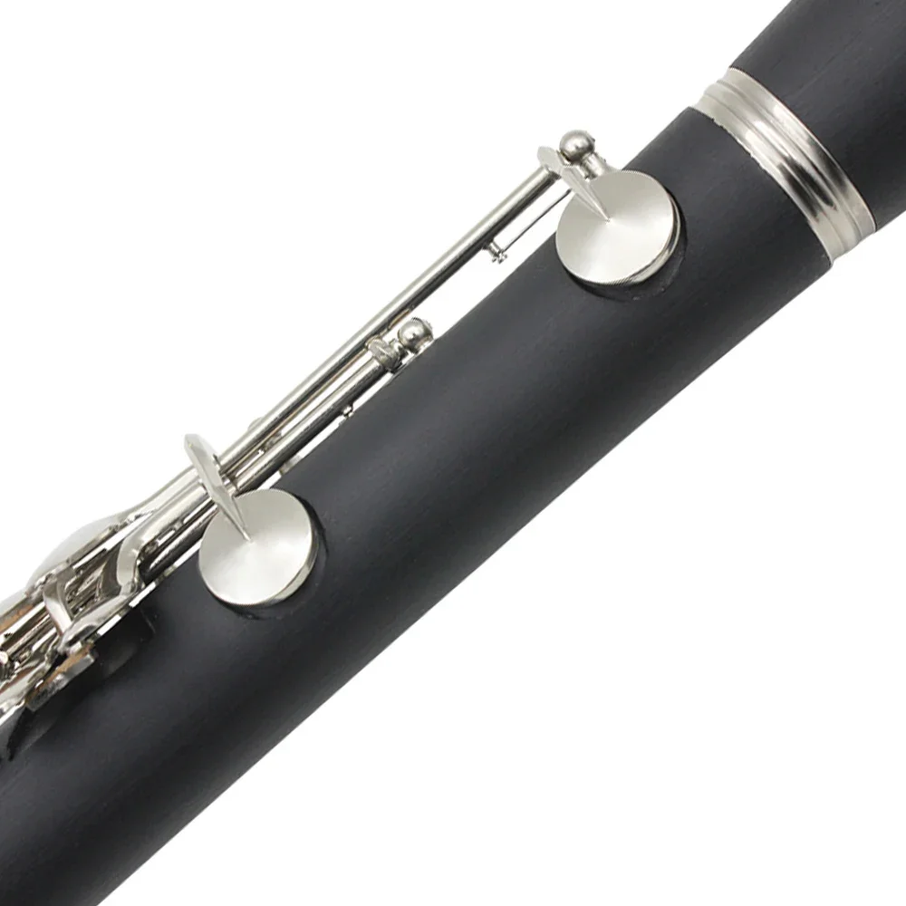 Clarinete M MBAT, tubo negro de Metal de 17 teclas, instrumento de alta gama para examen/prática/rendimiento, duradero dedicado con Clip de lengüeta para cabeza