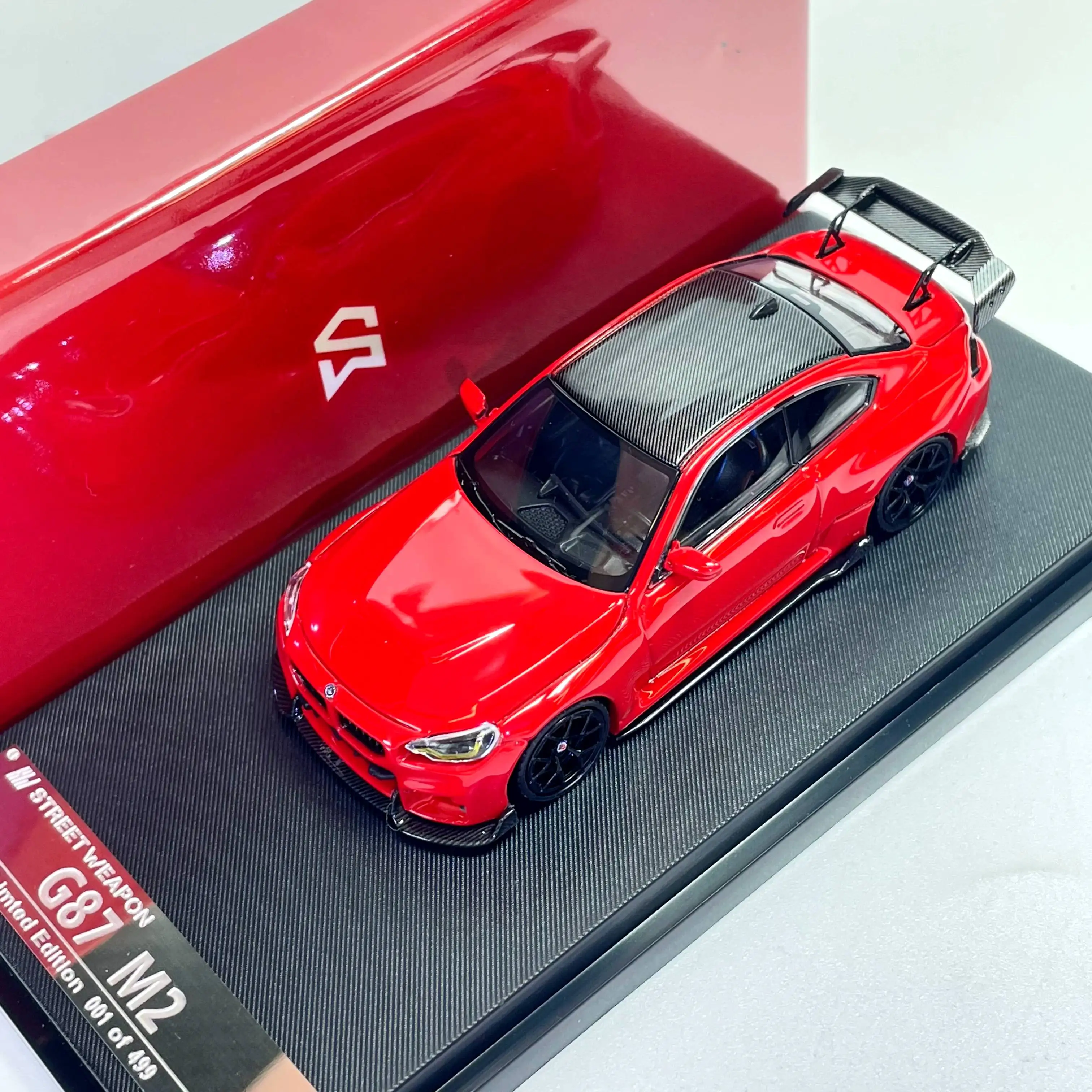 SW 1:64 BMW M2 Mk2 G87 Adro Body Kit Widebody Modified Red High Rear Wing Alloy Diecast Model Car Collectible