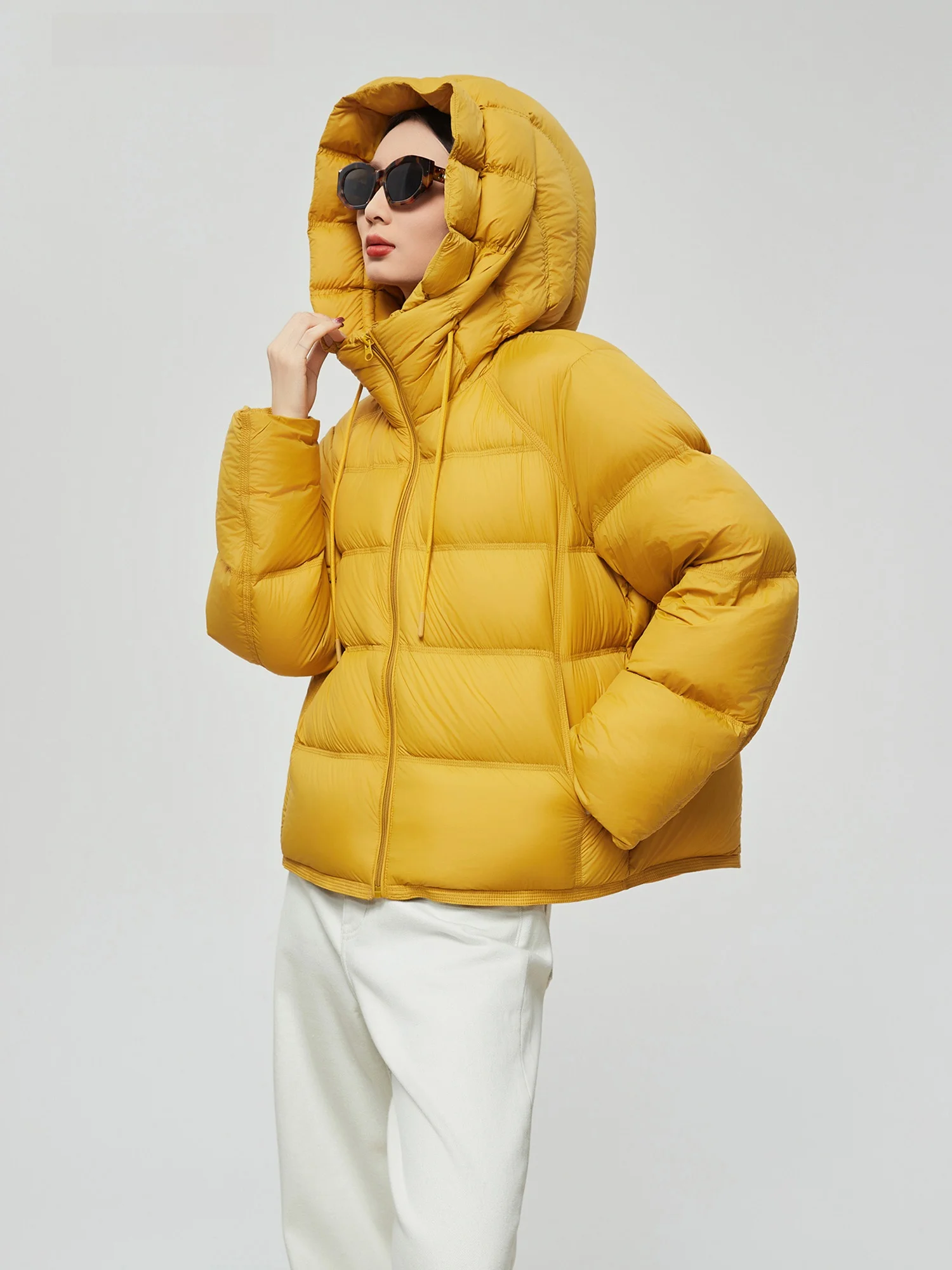 

Желтая женская зимняя куртка-пуховик с капюшоном, утепленная, свободного кроя, повседневная, новая модель