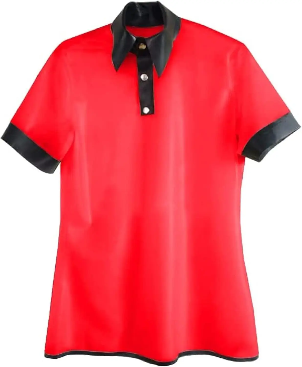 

Red Latex T-shirt with Buttoned Rubber Top