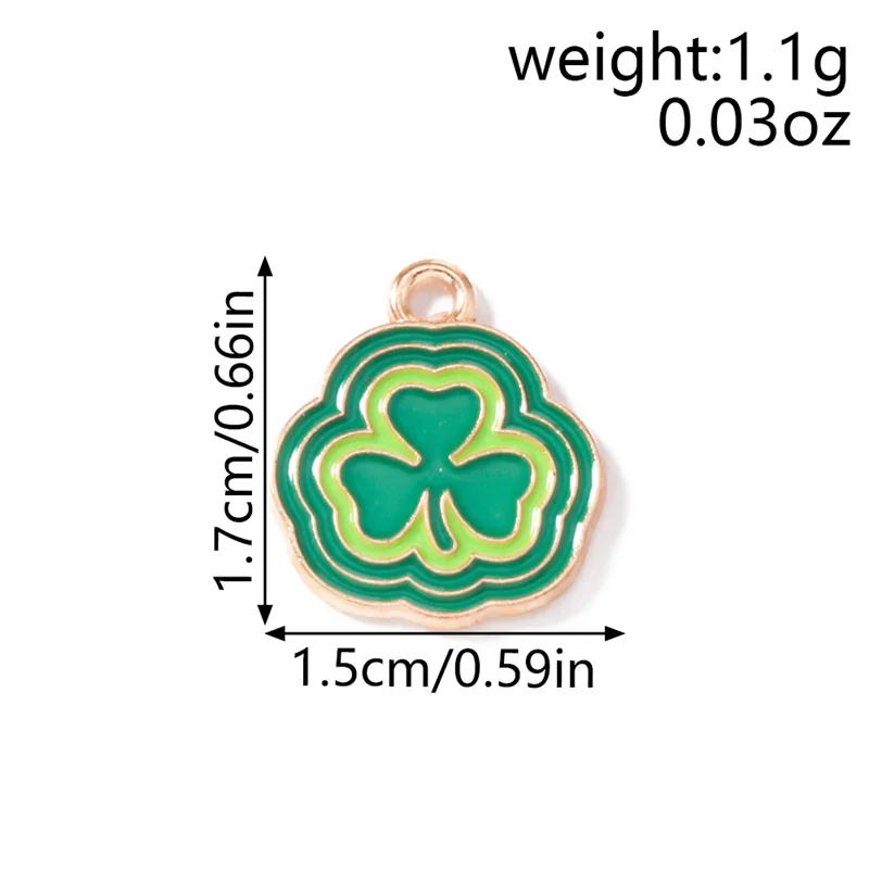 Leslie 10pcs Irish Good Luck Green Clover Shamrock Charms for Dangle Earrings Necklace Pendants Handmade DIY Jewelry Making