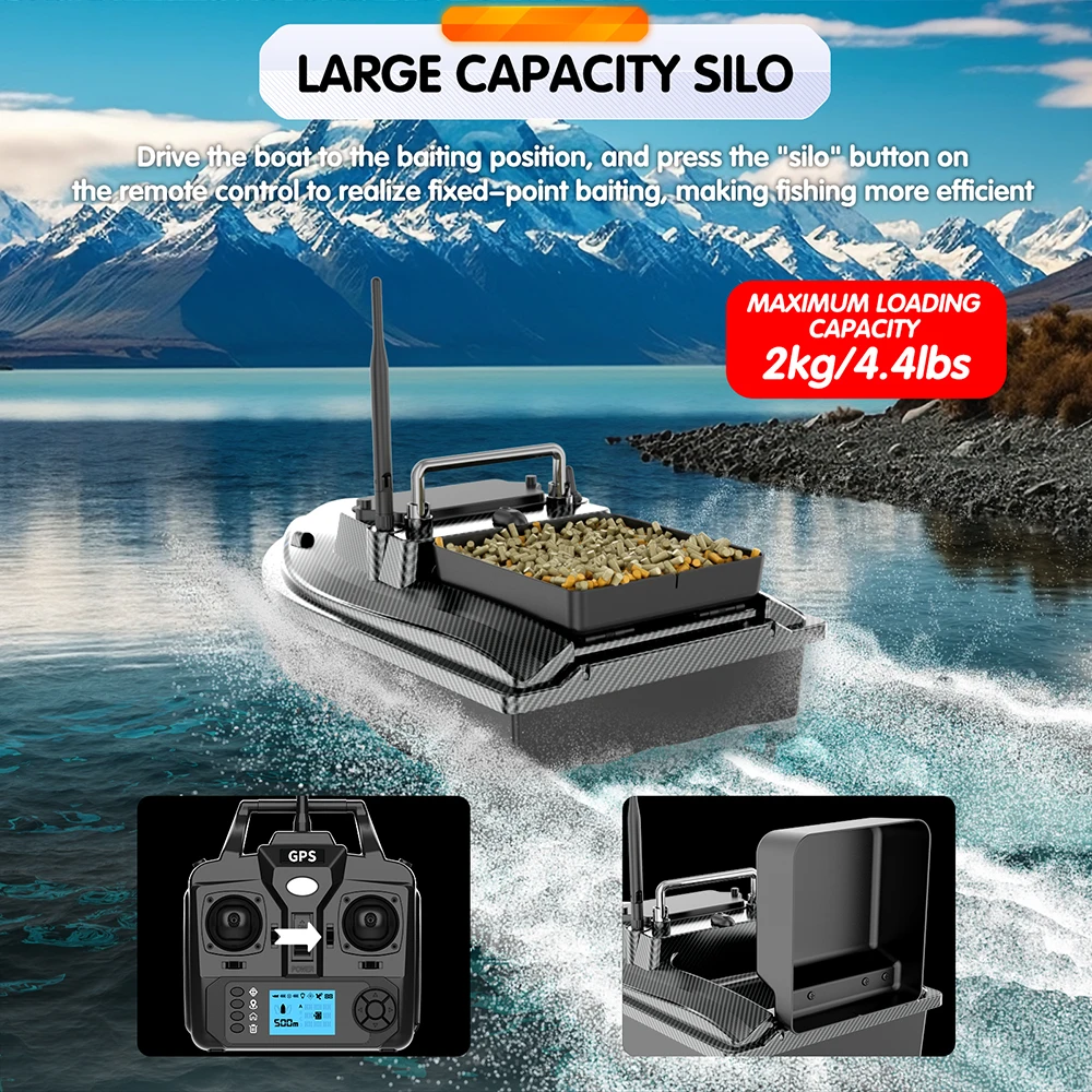 160 Position GPS Fishing Bait Boat GPS RC Nesting Boat 2KG Load Auto Return Auto Nesting Night Fishing Bait Boat With 20000MAH