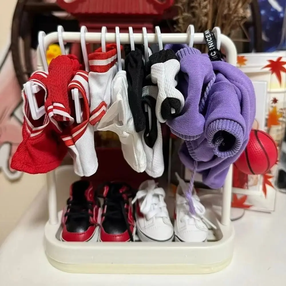 

20cm Mini Clothes Hanger Mini Decorative Doll Clothes Storage Rack Multi-functional Clothes Support Rack for Labubu/BJD Doll