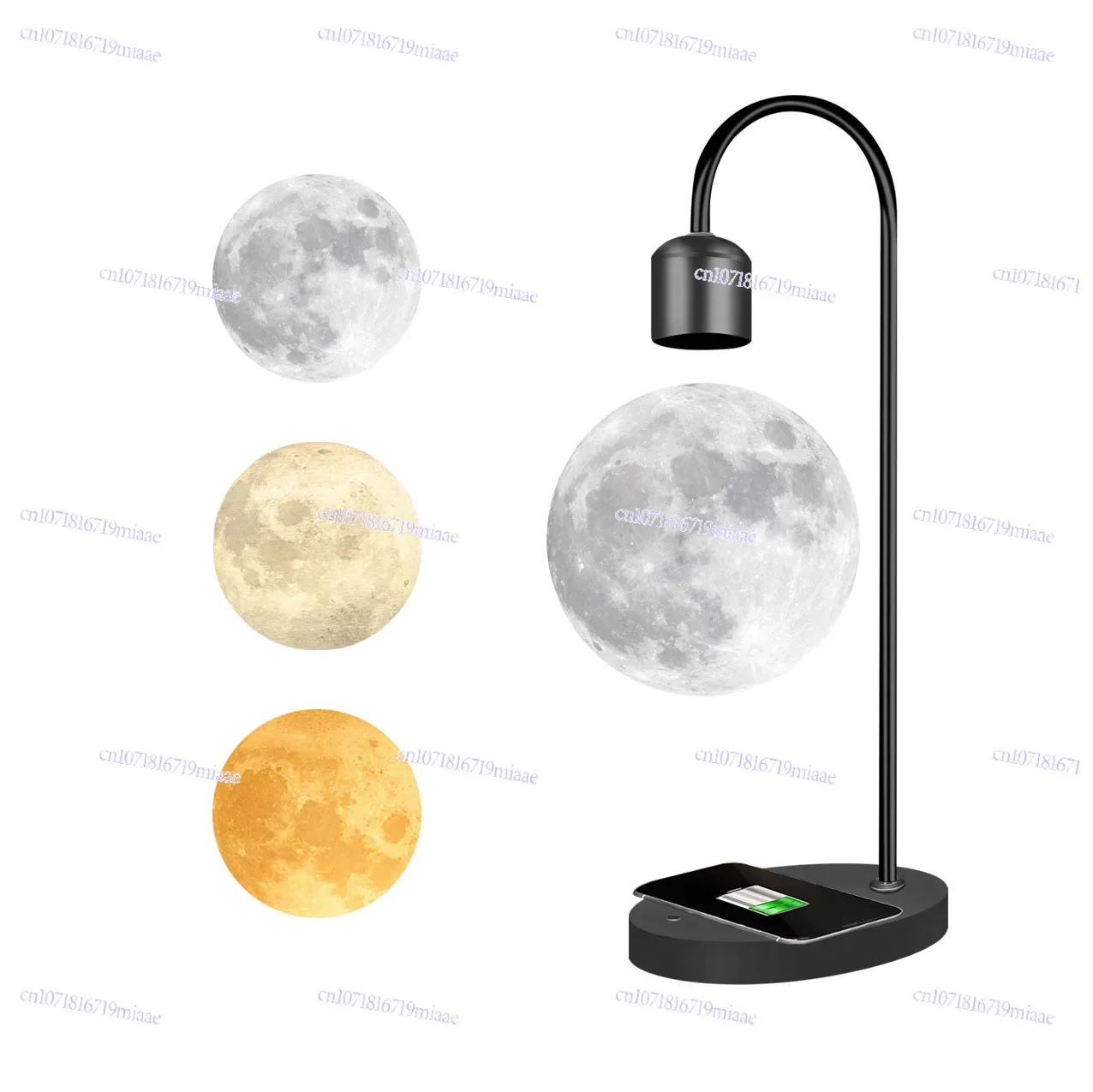 3D Printing Maglev Moon Light Wireless Charging Led Lighting Bedside Night Light Black Technology 110v