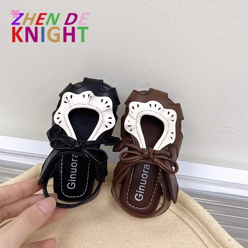 

Сандалии для девочек, новые летние нескользящие туфли для малышей с мягкой подошвой для маленьких детей, носимые повседневные сандалии с милым бантом