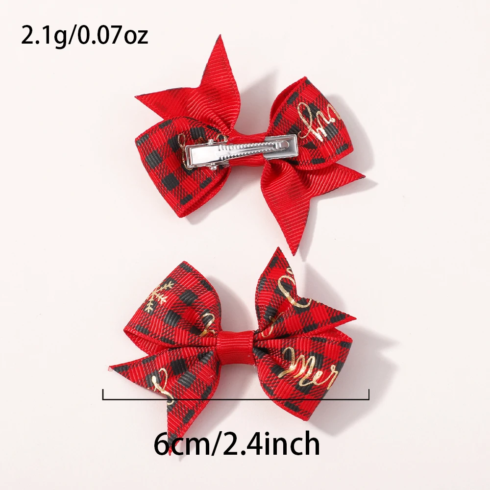 6Pcs/Set Christmas Holiday Party Hair Clip Children's Boutique Bow Elk Santa Claus Hair Gripes Bowknot Headwear Hair Accessories