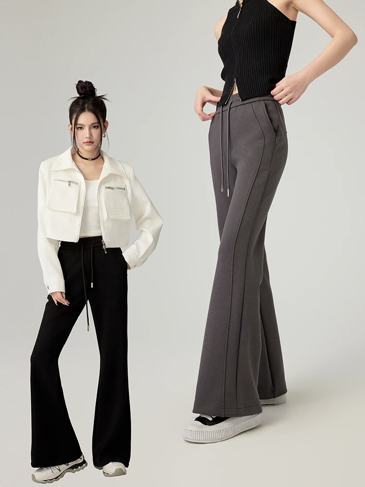 

Модные расклешенные повседневные брюки Dstring, весна 2026, новинка CHILL ZOEY, женские, для работы, из хлопка, полиэстера и спандекса