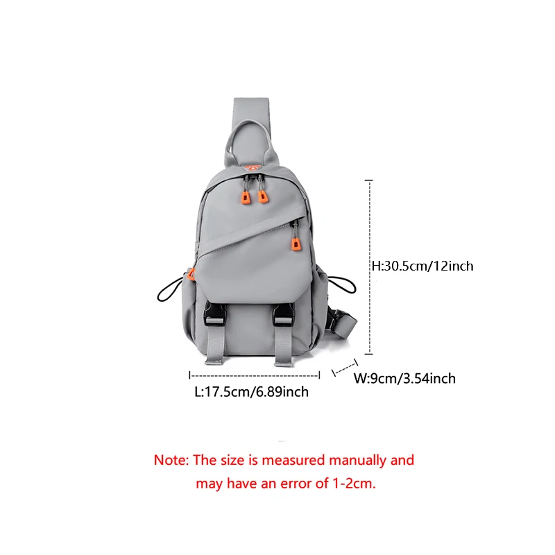 Nylon Fabric Chest Bag Men\'s Backpack Single Shoulder Chest Bag Crossbody Chest Bag Waterproof Commuter Backpack