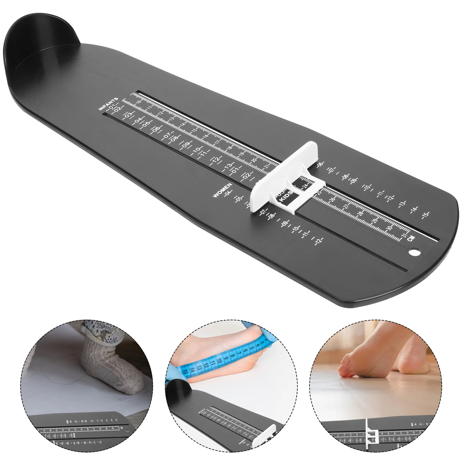 

2 Pcs Foot Measuring Tool Ruler Size Chart Shoes Measurer US Measurement Device Plastic Black 20 Inch Accurate Shoe