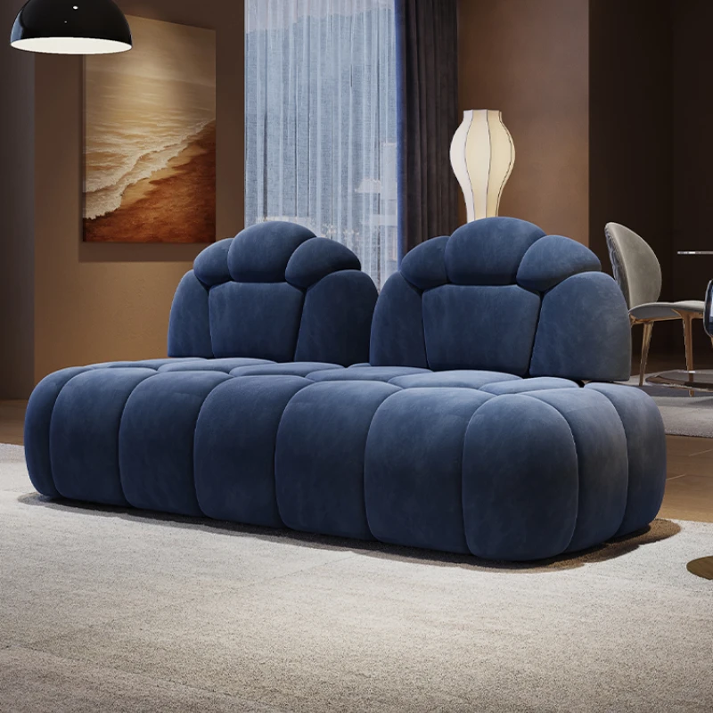 

Light luxury sofa, modern and simple living room, home use frosted technology fabric, straight row bubble sofa