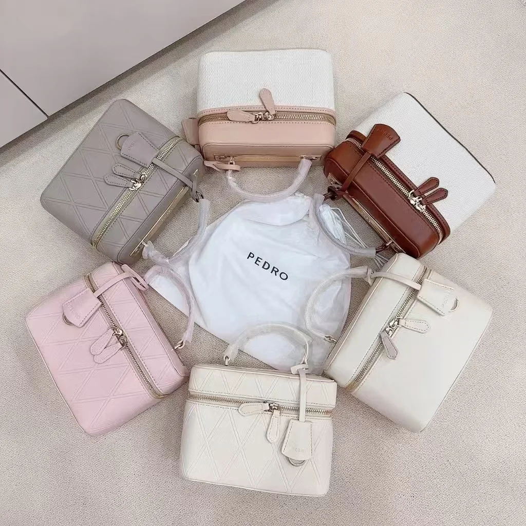2026 New Pedro Handheld Simple Women's Bag Light Luxury Retro Single Shoulder Cross Small Square Bag
