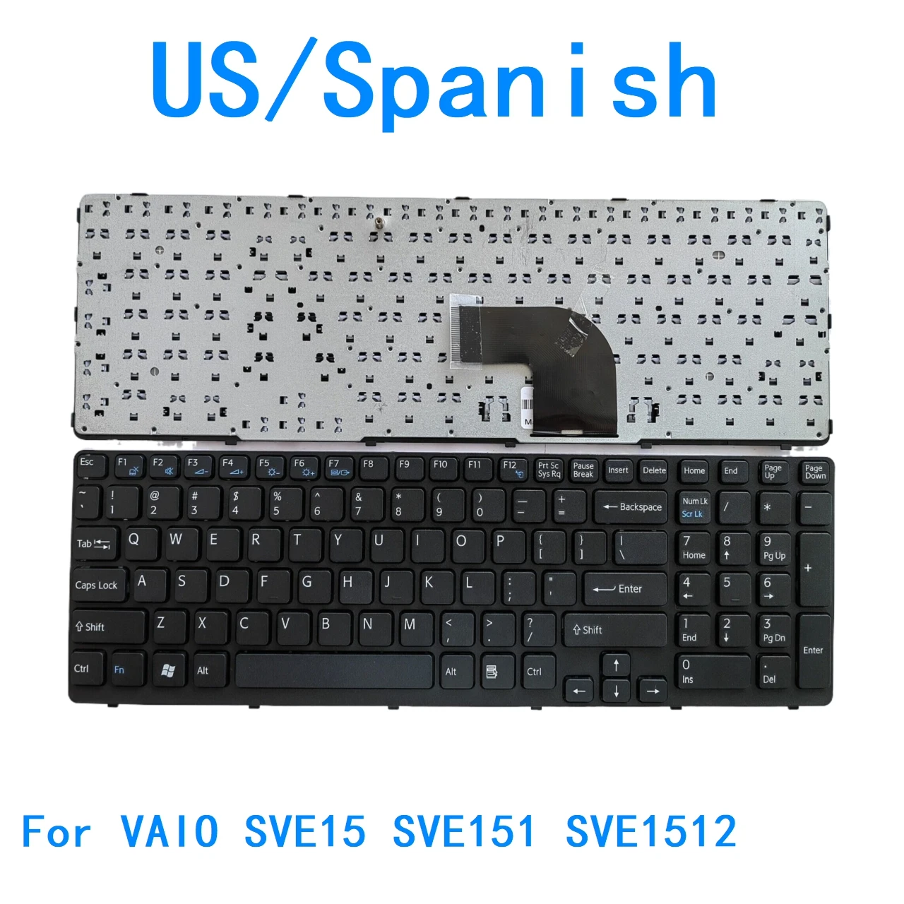 New US Spanish Language  Keyboard For Sony VAIO SVE15 SVE151 SVE1512 Notebook PC Replacement Keyboard