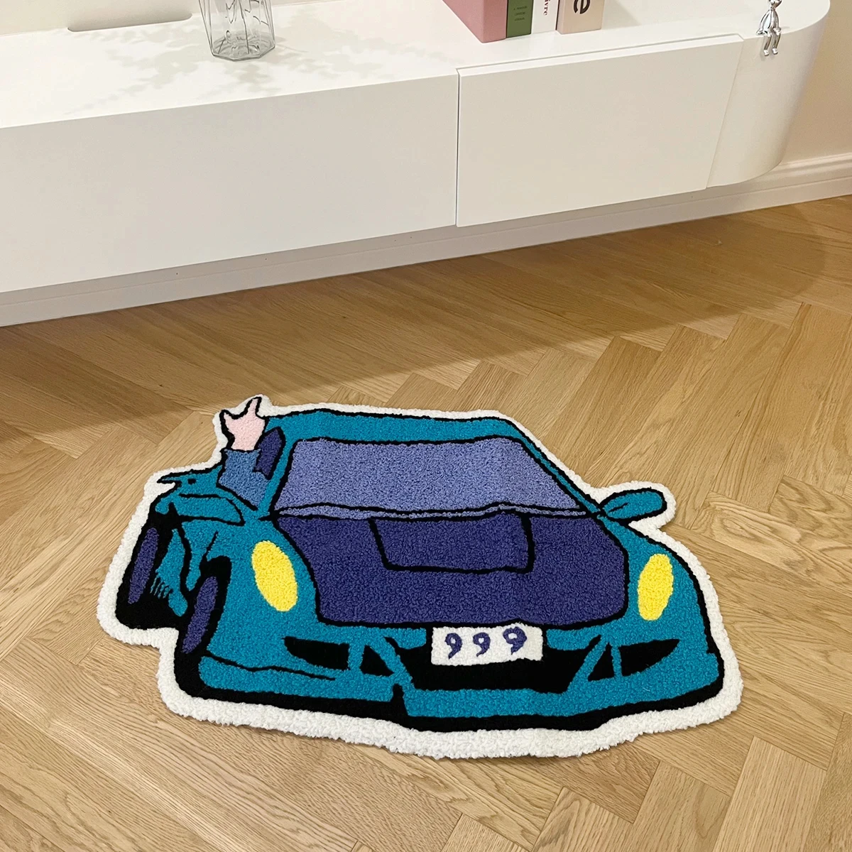 Enthusiast Racing Car Shaped Tufting Rug Boy Living Room Bedroom Decor Carpet Embroidered Non-slip Floor Mat Doormat Home Decor