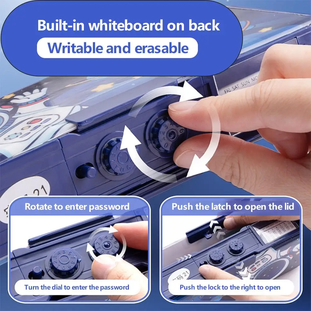 Student Multifunctional Double-layer Stationery Box Pencil Stationery Case Double-layer School Student Computer Accessories D4G1