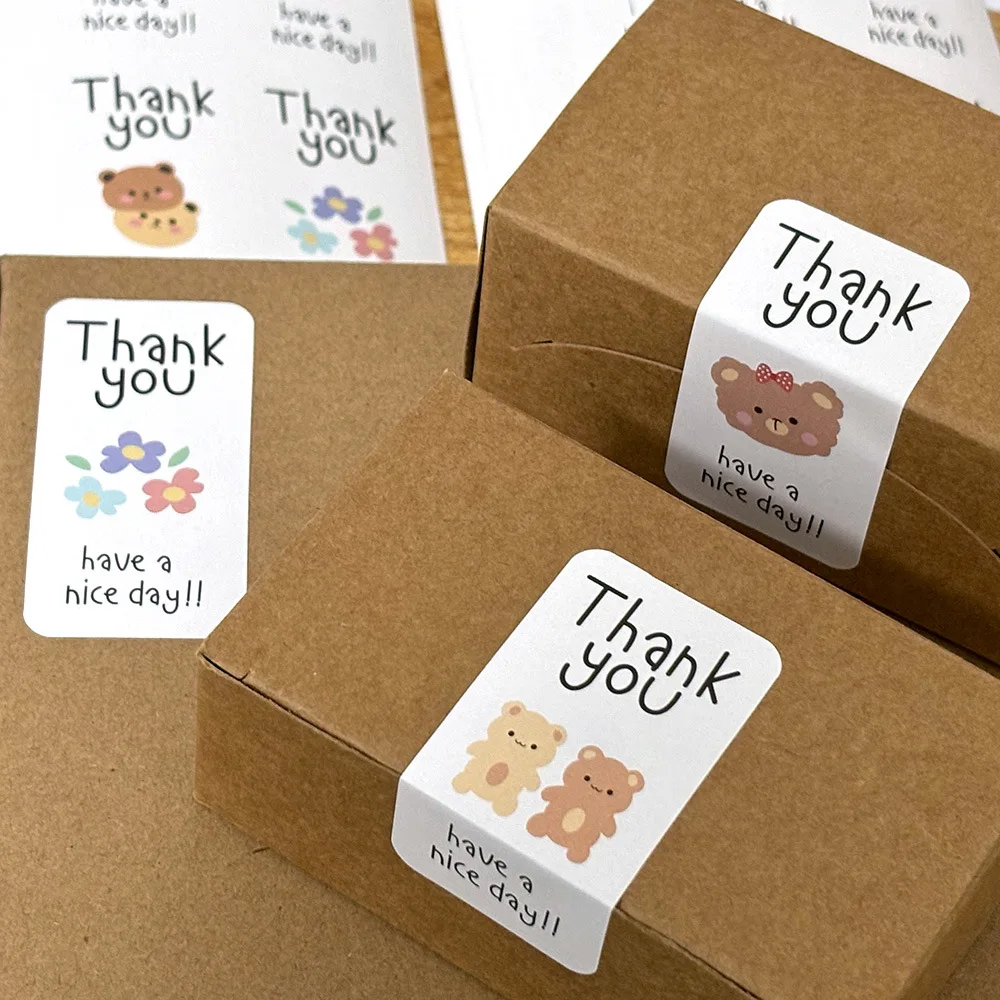 100Pcs Cute Thank You Stickers For Small Business Cake Dessert Packaging Gift Sealing Decor Labels “Thank You Have A Nice Day ” view 3