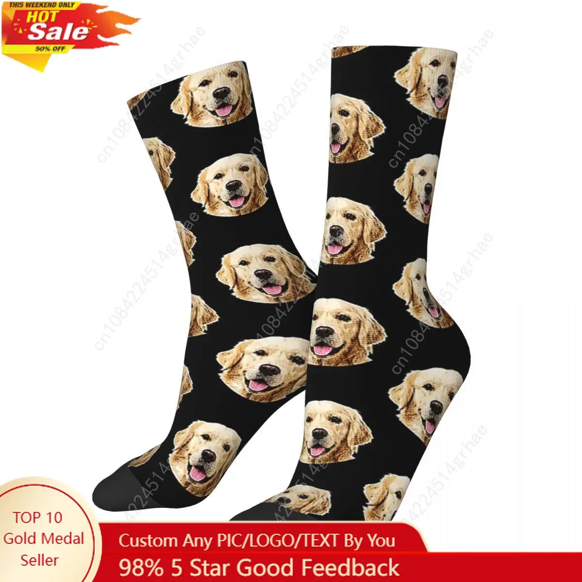 

Funny Golden Retriever Face Portrait Socks Harajuku Sweat Absorbing Stockings All Season Long Socks Accessories for Unisex Gifts
