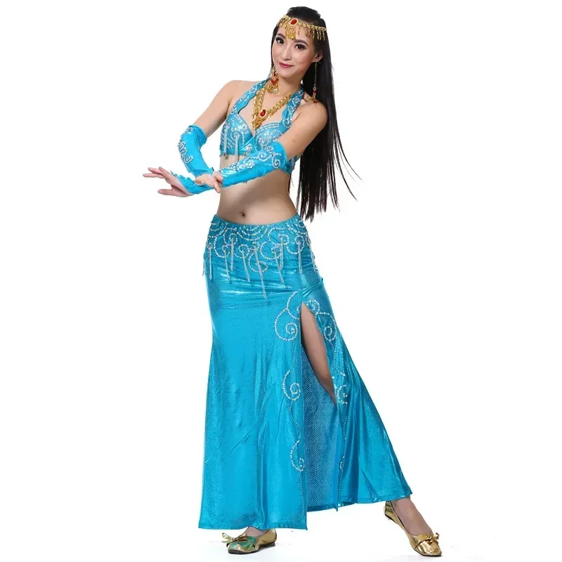 

Professional Belly Dance Clothing for Indian Performance Outfits Bollywood Dancer Belly Dance Costumes Sequined Dancing Outfit