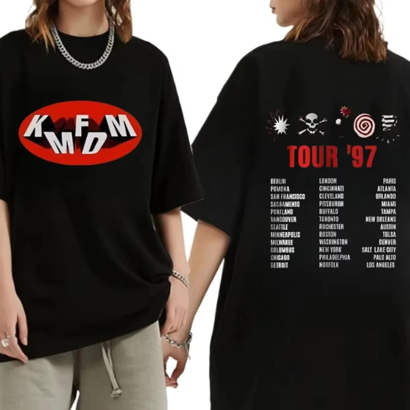 

Rock Band Kmfdm Tour 97 T Shirt Men Women Vintage Gothic Punk Tshirt Cotton Casual Plus Size T-shirts 90s Streetwear Tee Unisex