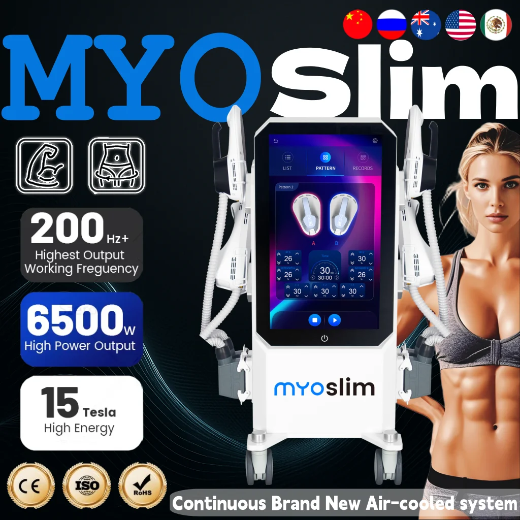 

Myoslim 6500W 15 Tes Professional EMS Body Sculpt RF Body Muscle Electromagnetic Stimulate Machine for Men & Women