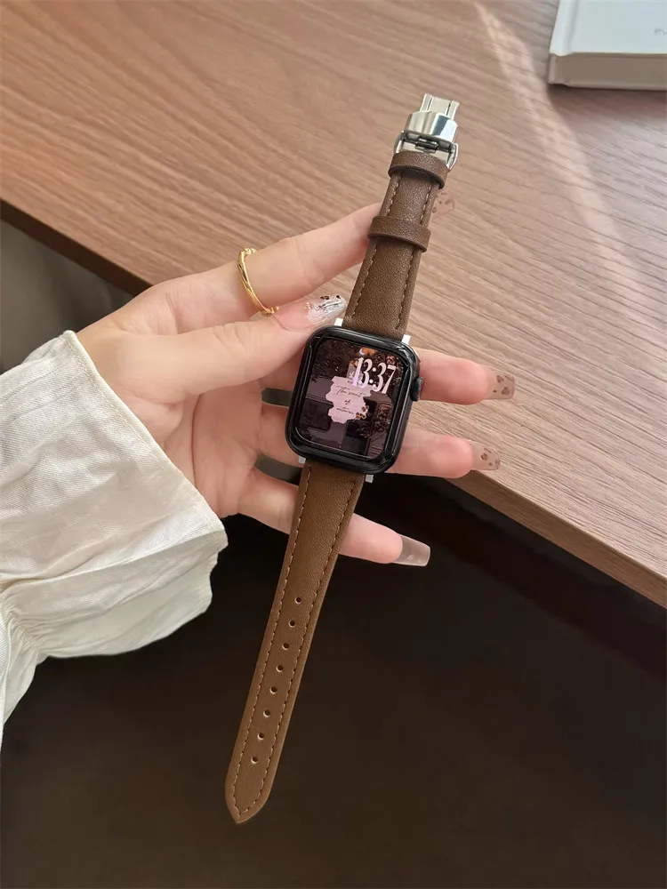 

Texture niche leather compatible iWatch strap 38mm 40mm 41mm 42mm 44mm 45mm 49mm fashionable strap
