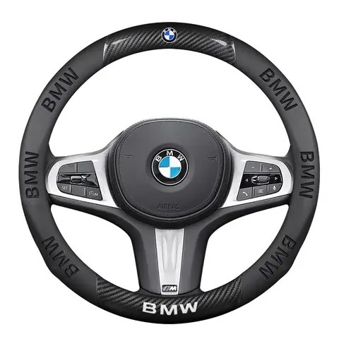 BMW M E46 E39 E60 E90 E91 E36 E87 F10 F20 F30 M3 M4 M5X1 X3 X4 X5 X7 차량용 미끄럼 방지 카본 파이버 스웨이드 스티어링 휠 커버