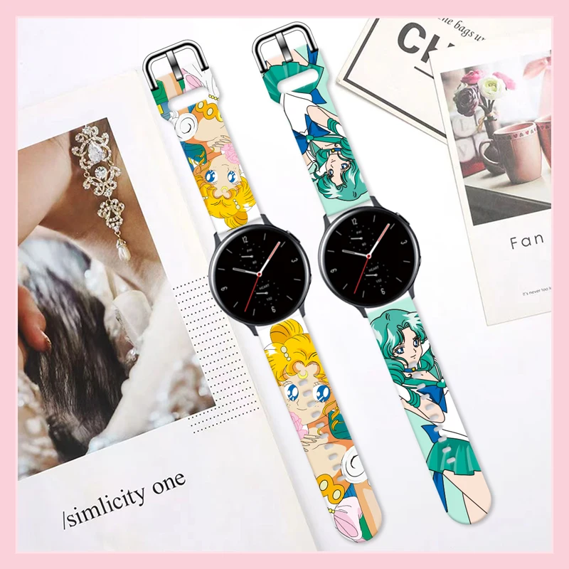 20mm Strap for Samsung Galaxy Watch 6/5 40mm 44mm 4Classic 42mm Anime Printed Band 22mm Watchband for 5Pro Replaceable Bracelet