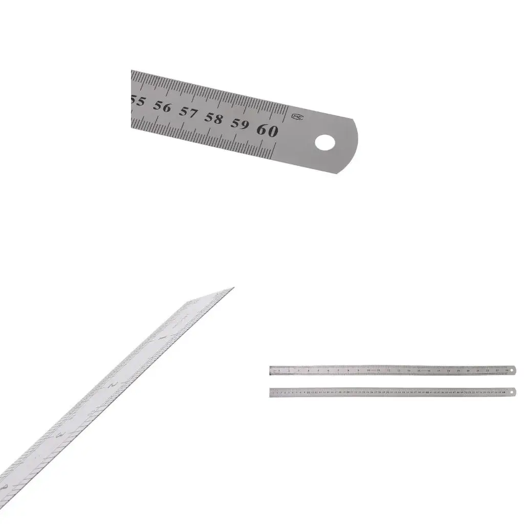 

Stainless Steel Straight Ruler Hanging Double Sided Scale for Woodworking 60CM