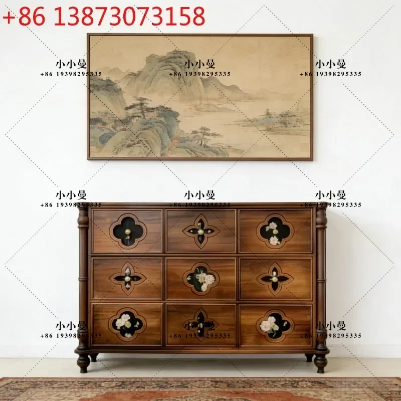 New Chinese-style North American black walnut medieval style modern minimalist storage cabinet