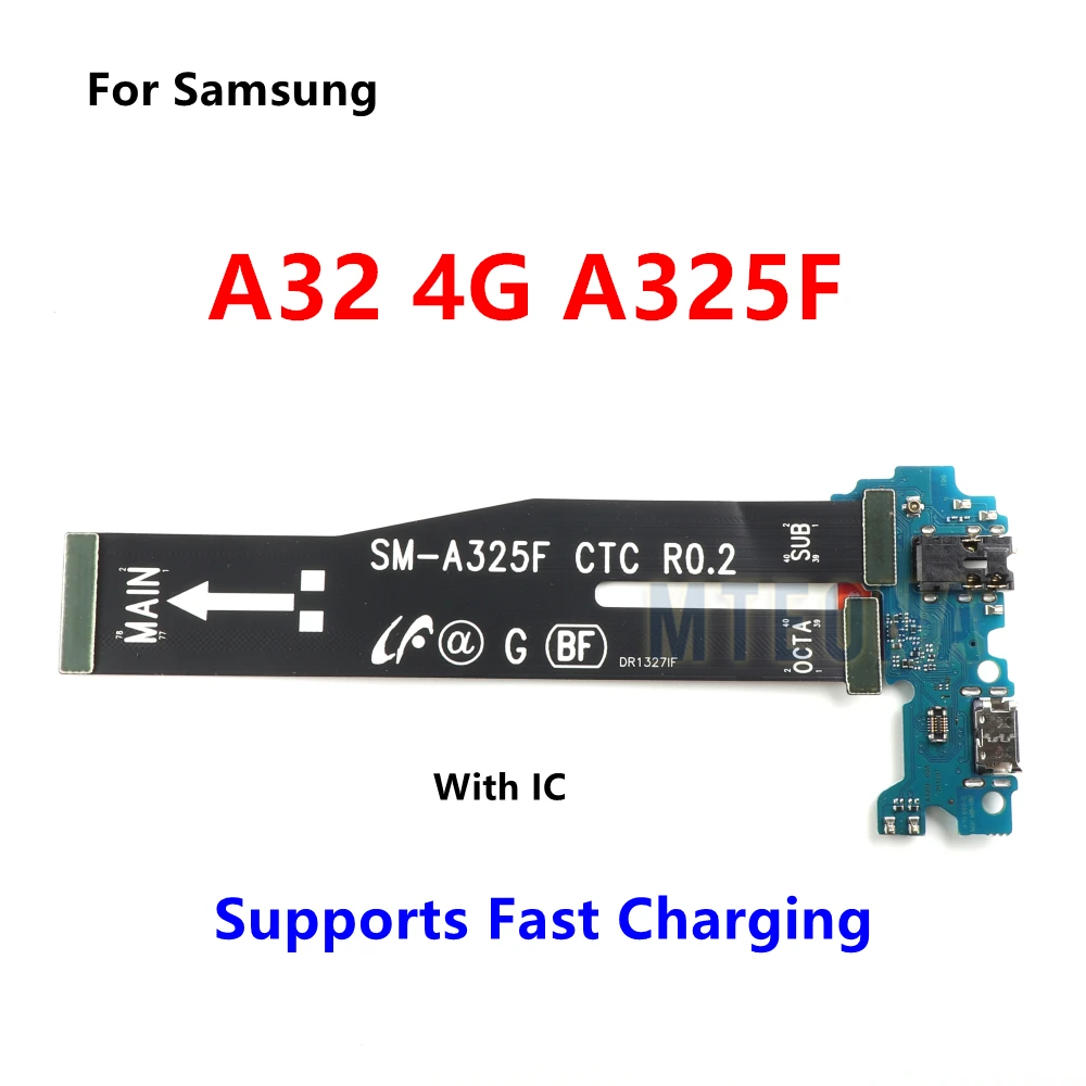 Для Samsung Galaxy A32 4G 5G A325F A326B: USB Micro-разъем для зарядки гибкий кабель материнской платы