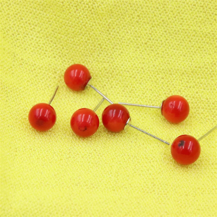 ZFSILVER Fashion Nature Red Sea Bamboo Coral Earrings Silver 925 Whith Hole Black Point For Women Girl Charm Jewelry Party Gift