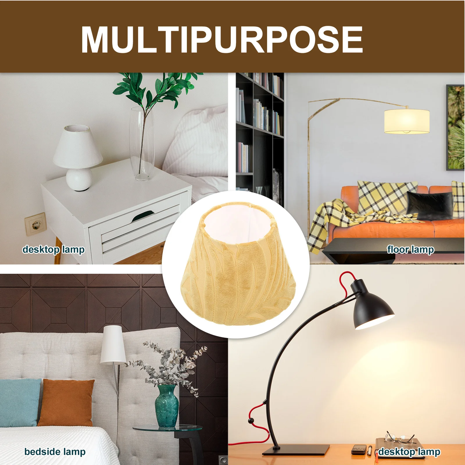 

Fabric Table Lamp Shade Decorative Cover Replacement Textured Leaf Pattern for Home Hotel Bedroom Study Living Room