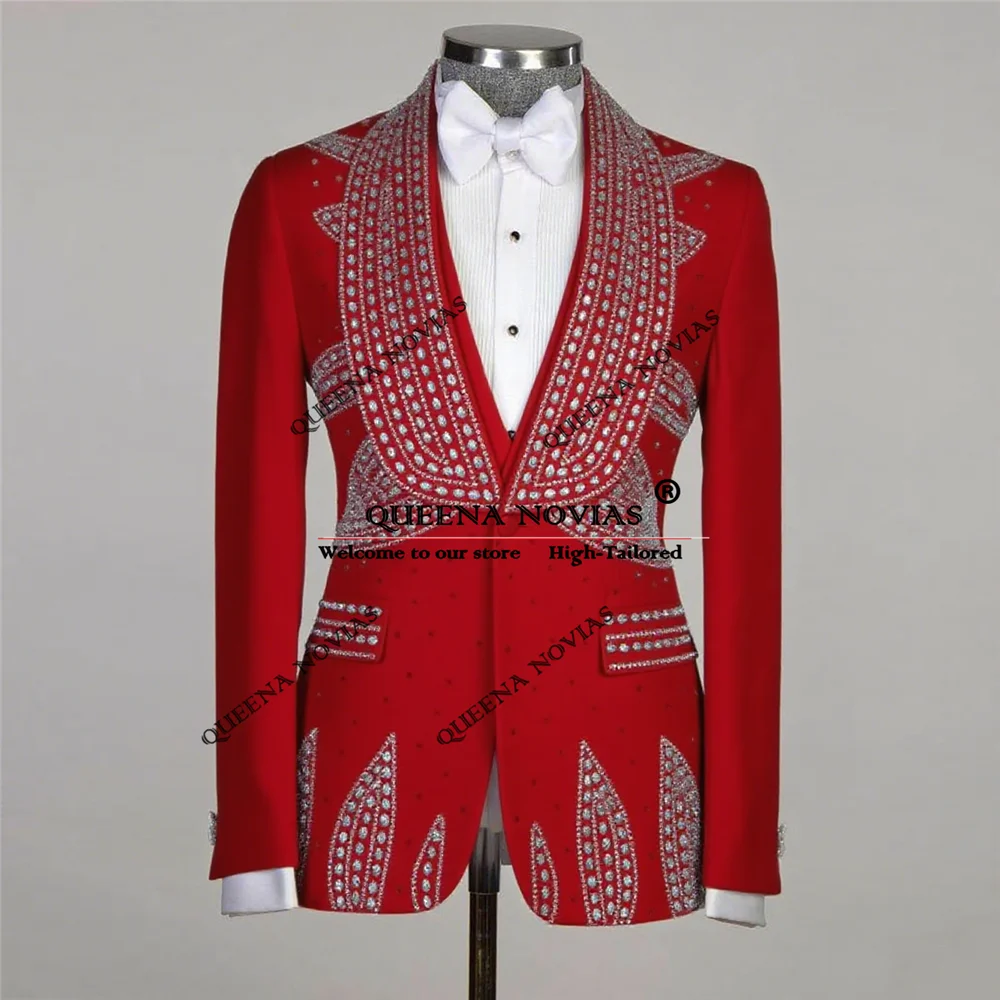 

Белые костюмы для мужчин, свадебный роскошный блейзер с бисером, комплект больших размеров, одежда для жениха, мужские смокинги, мужское модное банкетное вечернее платье, элегантное