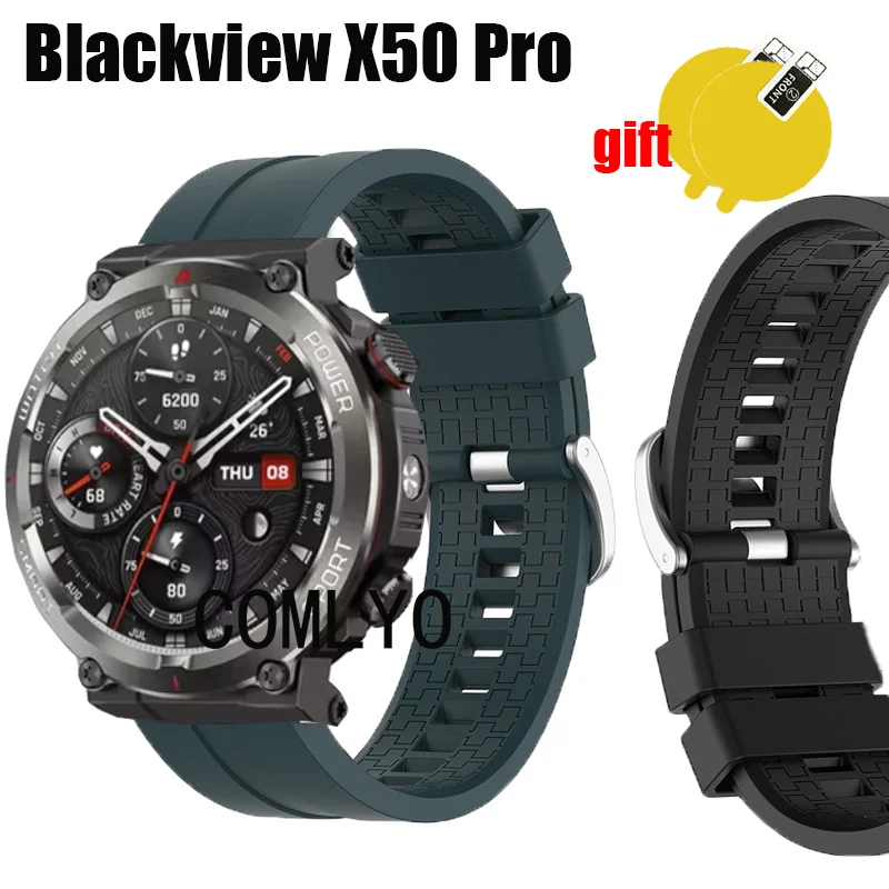 Cinturino per Blackview W50 Pro cinturino cinturino in silicone Smartwatch braccialetto pellicola proteggi schermo per donna uomo