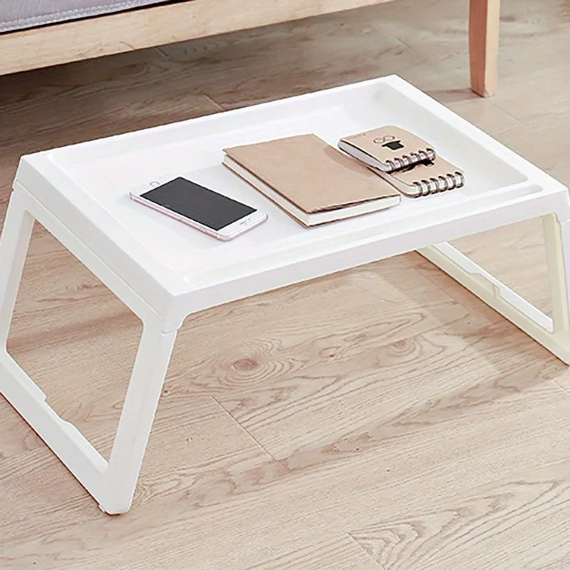 Multifunktionaler Klappbarer Laptop-Tisch in Weiß mit Stabilisierenden Beinen, Tragbarer Studier-Tisch für Bett und Büro, Haushalts-Schreibtisch-Möbel