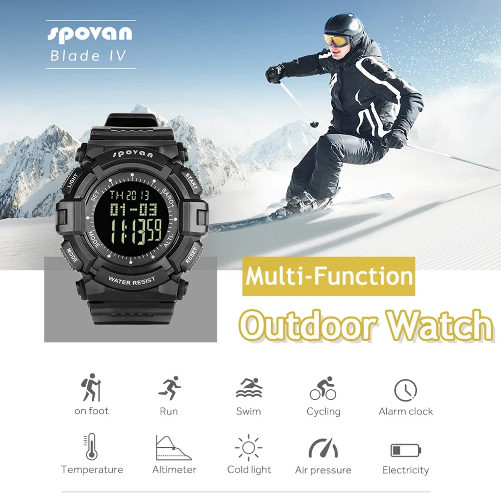 Spovan Blade IV Smart Watch Outdoor Waterproof Round Barometer Altimeter Thermometer Smartwatch Fishing Spots Record Reloj