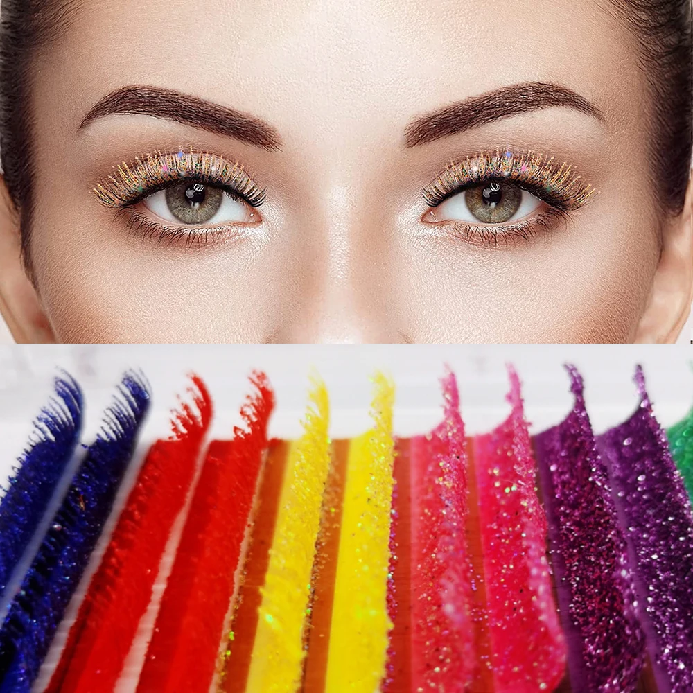 Mix Color Glitter Eyelash Extensions  Bright Shining Individual Lashes High Quality Professional Makeup