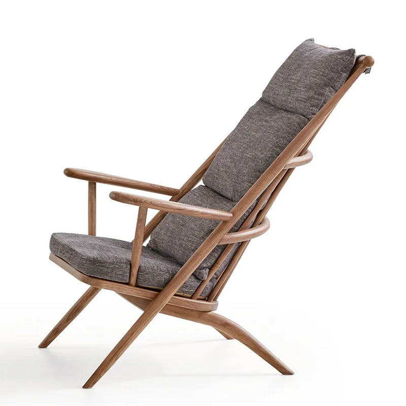 

Solid wood lazy recliner single sofa chair casual chair retro rocking chair